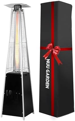 Nuu Garden 48,000 BTU Pyramid Outdoor Propane Patio Heater with Oxford Cover, Hammered Bronze Tower Heater for Garden, Terrace, Black - Image 6