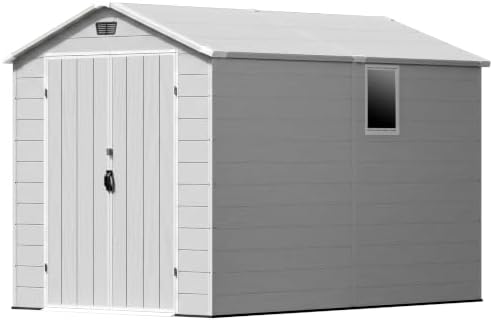 Patiowell 6X10 FT Plastic Outdoor Storage Shed with Floor, Light Grey by Patiowell