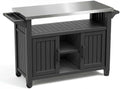 Bifanuo Outdoor Grill Table Grill Cart with Stainless Steel Top & Storage Cabinet for Food Prep and Storage, Portable and Durable with Wheels (Standard Black) by Bifanuo