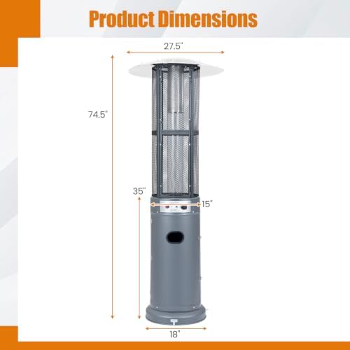 Tangkula Propane Patio Heater with Wheels, Easy Ignition, 34,000 BTU - Image 7