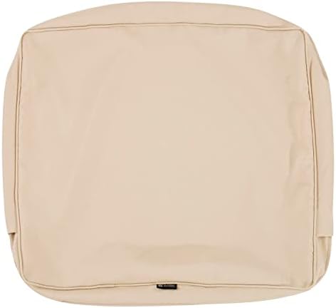 Classic Accessories Montlake Water-Resistant 19 x 20 x 4 Inch Outdoor Back Cushion Slip Cover, Patio Furniture Cushion Cover, Antique Beige, Patio Furniture Cushion Covers by ClassicAccessories