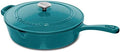Cuisinart Chef's Classic Enameled Cast Iron Dutch Oven with Lid, Porcelain Enameled Interior, Oven Safe, Induction Compatible, 12-Inch, Chicken Fryer, Teal by Cuisinart