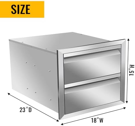 Outdoor Kitchen Drawers, Triple BBQ Drawers Stainless Steel Built-in Drawer For Outdoor Kitchen Island, Patio Grill Station,Double Drawers - Image 2