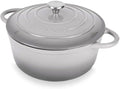 Nuovva Enamelled Cast Iron Dutch Oven Pot with Lid-6.4 Quart Non Stick Casserole Pot-Heavy Duty & Oven Safe up to 500° F for Bread Baking, Braising, Stews, Roasting - 28cm Grey by Nuovva