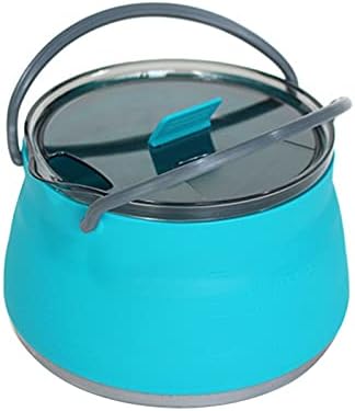 Folding Saucepan, Camp Cookware Hiking Silicone Folding Saucepan Water Kettle With Lid Cookware Travel Camping Pot(Blue) - Image 2