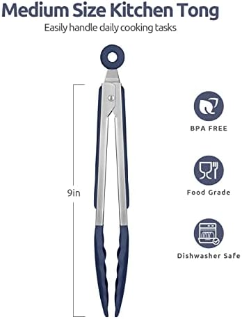 U-Taste Kitchen Tong for Cooking, 600ºF Heat-Resistant, 9in/Midnight Blue - Image 2