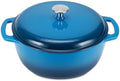 Amazon Basics Enameled Cast Iron Dutch Oven Pot With Lid, 7.3-Quart, Round, Dual Handles, Heavy-Duty, Oven Safe for Stews, Roasting & Baking, Blue by AmazonBasics