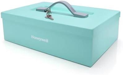 Honeywell Safes & Door Locks - Small Safe Box for Home - Fire Resistant Documents Lock Box with Keys - Steel Security with Key Lock for Personal Items, Jewelry, Money - 0.17 Cubic Feet - Teal - 6124TL by HoneywellSafesDoorLocks