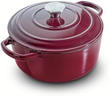 6 QT Merlot Enameled Cast Iron Dutch Oven with Lid by Unknown