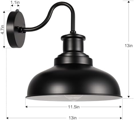 Dusk to Dawn Outdoor Barn Lights, Outdoor Wall Sconces Farmhouse Exterior Wall Mount Light, Vintage Outside Lighting Fixtures, Industrial Black Lanterns for Porch Garage Patio, 2 Pack - Image 5
