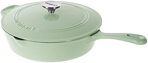 Cuisinart Chef's Classic Enameled Cast Iron Dutch Oven with Lid, Porcelain Enameled Interior, Oven Safe, Induction Compatible, 12-Inch, Chicken Fryer, Mint Green by Cuisinart