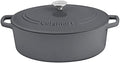 Cuisinart Chef's Classic Enameled Cast Iron Dutch Oven with Lid, Porcelain Enameled Interior, Oven Safe, Induction Compatible, 7-Quart, Oval, Dark Grey by Cuisinart