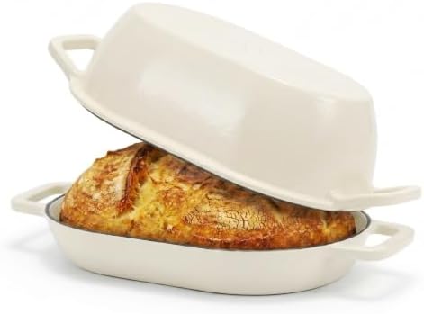 Enameled Cast Iron Oval Bread Oven White by NorthriverCasting