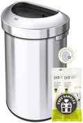 EKO Urban 16 Gallon Semi-Round Open Top Waste Bin, Stainless Steel Half Round Commercial Trash Can for Indoor and Outdoor, Extra Large Metal Garbage Bin for Home, Office, Restaurant, Restroom, 60L by Unknown