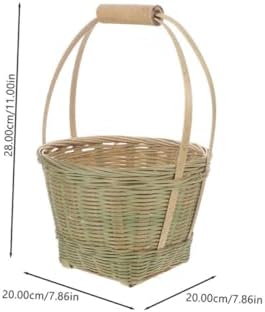 Bamboo Picnic Basket 2pcs Woven Storage Basket Xmas for Fruit and Bread - Image 2