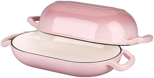 VORRINGARD Enameled Cast Iron Sourdough Bread Oven, Dutch Oven, Loaf Cast Iron Bread Pan for Homemade Bread Baking, Meatloaf Pan with Lid, 5QT, Pink - Image 5