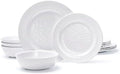 TP 12-Piece Melamine Dinnerware Sets, Plates and Bowls Dishes Set for 4, Break-Resistant & Non-Microwavable, Lightweight Dinner Plates, White by TastePrime