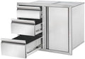 Outdoor Kitchen Drawer Combo, Stainless Steel Triple Drawers with Access Door, 28" W x 22" H x 19.5" D Outdoor Kitchen Cabinet for BBQ Island Grill Stations by Unknown