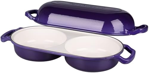VORRINGARD Enameled Cast Iron Double Dutch Oven with Lid, Dual Round Loaf Pan, Bread pan for Homemade Sourdough Bread Baking, Purple - Image 5