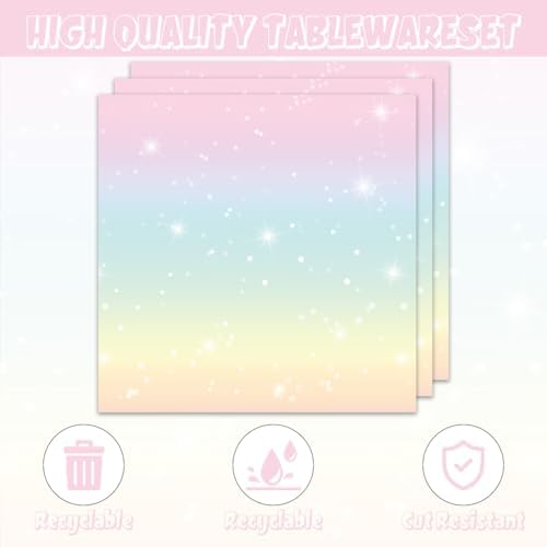 40pcs Pastel Rainbow Party Decorations Pastel Rainbow Paper Plates and Napkins For Baby Shower Decorations,Suitable for 20 Guests - Image 3