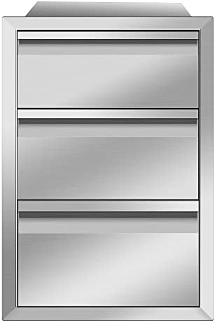 Outdoor Kitchen Drawers, 14Wx21Hx23D Inch Stainless Steel Triple Access Drawer with Hidden Handle, Flush Mount BBQ Drawers for Outdoor Kitchen, Patio Grill Station - Image 7