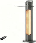 MEPTY Outdoor Heaters for Patio, 1500W Electric Infrared Heater with Remote, IP65 Waterproof, 12H Timer, Tip-Over&Overheat Protection, Quiet Operation, Tower Space Heater for Garage, Indoor,Room, Grey by MEPTY