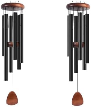 Bursvik 37" Aluminum Wind Chimes for Outside (2 Pack Black) by BursvikWindChimes
