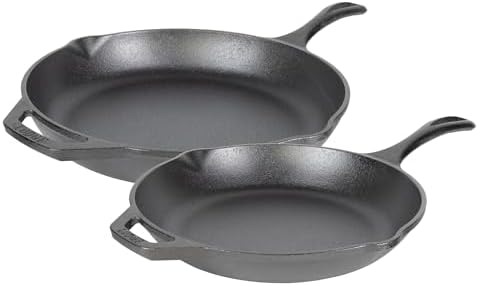 Lodge Chef Collection Cast Iron Skillet Set, 10 Inch and 12 Inch by Lodge