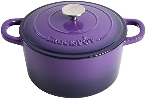 Crock-Pot Artisan 5-Quart Round Enameled Cast Iron Dutch Oven – Lavender Purple, Durable Heavy-Duty Cookware for Slow Cooking, Roasting, Baking with Lid by Crock-PotBrand