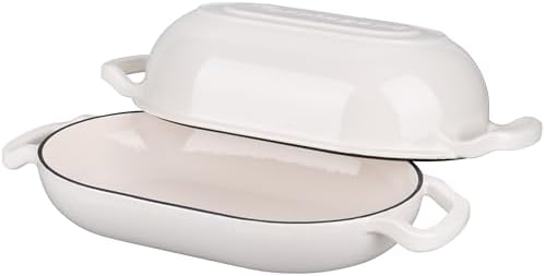 VORRINGARD Enameled Cast Iron Sourdough Bread Oven, Dutch Oven, Loaf Cast Iron Bread Pan for Homemade Bread Baking, Meatloaf Pan with Lid, 5QT, White - Image 5