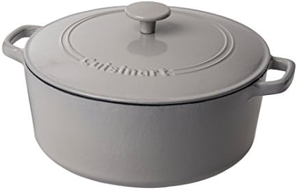 Cuisinart Chef's Classic Enameled Cast Iron Dutch Oven with Lid, Porcelain Enameled Interior, Oven Safe, Induction Compatible, 7-Quart, Round, Cool Grey by Cuisinart