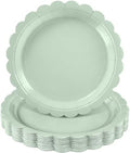 NatNarr 30 Pk Sage Green Paper Plates 9" Scalloped Sage Baby Shower Plates by NatNarr