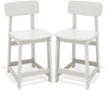 SERWALL Outdoor HDPE Counter-Height Barstools Set of 2, White by SERWALL