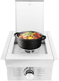 Single Burner Stove for Outdoor Kitchen, Built-in Stainless Steel Side Burner with Removable Grates & Cover, Gas Stove for BBQ Island, Patio, Backyard (Liquid Propane, Single Burner) by Okasiki