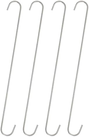 HARFINGTON 4pcs Long S Hooks 16 Inch Extra Long Metal S-Shaped Hanging Hooks High Manganese Steel S Hanger Storage Organizing Tool for Kitchen Garden Bathroom Garage Closet, Silver by HARFINGTON