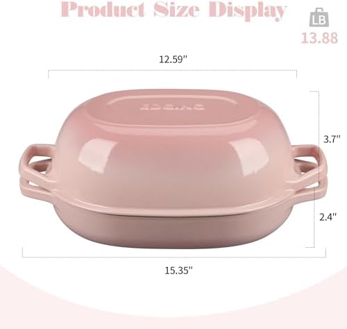 EDGING CASTING Enameled Cast Iron Oval Dutch Oven Pot with Lid, Dutch Oven for Sourdough Bread Baking, Bread Oven, Bread Dutch Oven, Oval Bread Pan, 7qt, Pink - Image 2