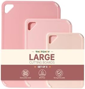 THETCHRY Plastic Cutting Board Set of 3, Pink Cutting Board for Kitchen by Thetchry