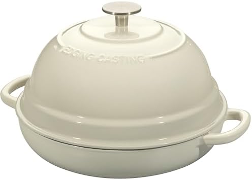 EDGING CASTING Enameled Cast Iron Dutch Oven Pot with Lid, Round Bread Oven for Homemade Sourdough Bread Baking, 6 Quart, White - Image 2