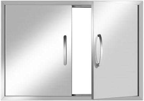 BBQ Access Double Doors 33Wx23H Flush Mount Stainless Steel Outdoor Kitchen Door for Outside Cabinets and BBQ Island by YourFriends