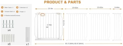 85.5-90.6 Inch Extra Wide Baby Gate for Stairs Doorways - Image 4