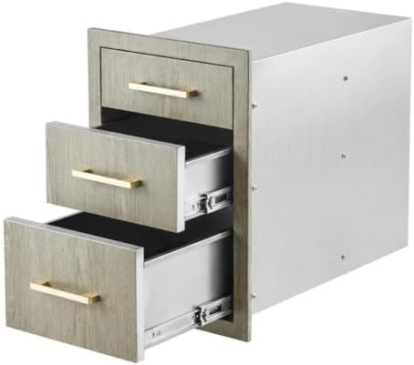Takywep Kitchen Storage Drawer, Weather-Resistant Three-Layer Unit with Dual Track & Steel Handle for BBQ & Outdoor Use by HOME