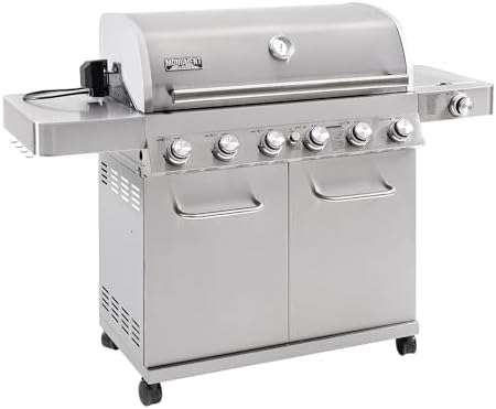 Monument Grills 6 Burner 640 sq.in. Stainless Steel Propane Gas Grill with a Rotisserie Kit, a Side Burner, a Built-In Thermometer, Large Cabinet Style Grill by MonumentGrills