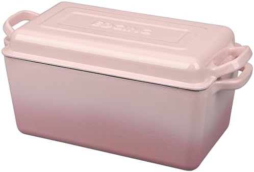 EDGING CASTING Enameled Cast Iron Dutch Oven, Oblong Bread Oven for Sourdough Bread Baking, Baking Pan, Dual Handles, Oven Safe, 4 Quart, Pink - Image 3