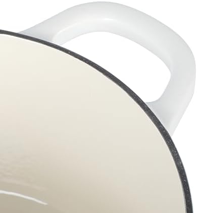Crock-Pot Artisan 5-Quart Round Dutch Oven – Matte Linen White with Gold Knob, Enameled Cast Iron Cookware - Image 6