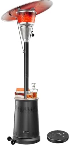 50,000 BTU Patio Heater for Outdoor Use With Adjustable Heat Focusing Top, Portable Propane Patio Heater with Wheels, Stainless Steel Burner for Porch, Deck, Garden, Commercial (Black) by MarsExplo