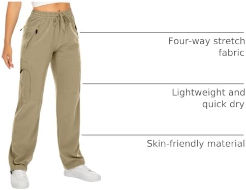 Toomett Women‘s Hiking Cargo Pants UPF 50 Quick Dry with Zipper Pockets - Image 4