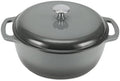 Amazon Basics Enameled Cast Iron Dutch Oven Pot With Lid, 6-Quart, Round, Dual Handles, Heavy-Duty, Oven Safe for Stews, Roasting & Baking, Gray by AmazonBasics