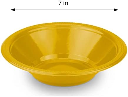 DecorRack 24 Yellow Plastic Bowls, 7 in Disposable 12 oz Bowl - Image 2