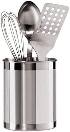 Oggi Stainless Steel Utensil Holder - 5" Diameter, Utensil Caddy, Weighted Base for Stability - Larger-Sized Utensil Crock and Countertop Utensil Organizer, Stainless Steel - Image 2