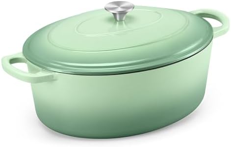 TeamFar 7QT Oval Dutch Oven, Enameled Cast Iron Dutch Oven Pot with Lid by TeamFar